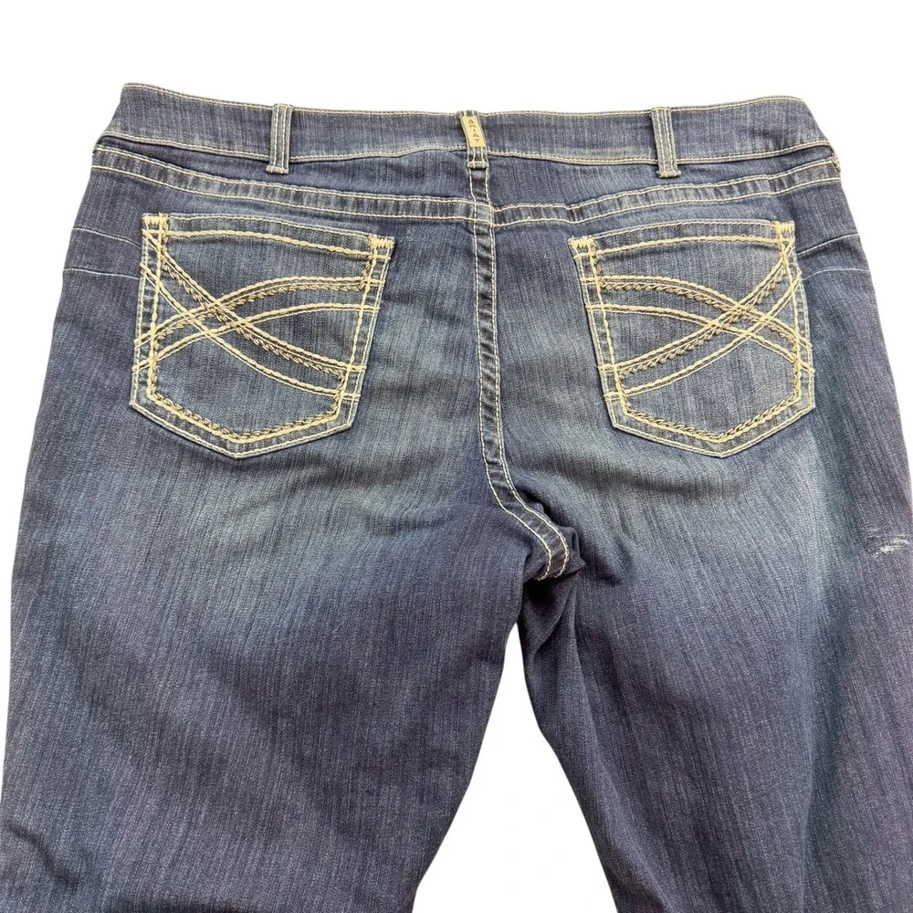 Ariat Womens Jeans 24WR REAL Bootcut Blue Cotton Blend Mid Rise Thick Stitch